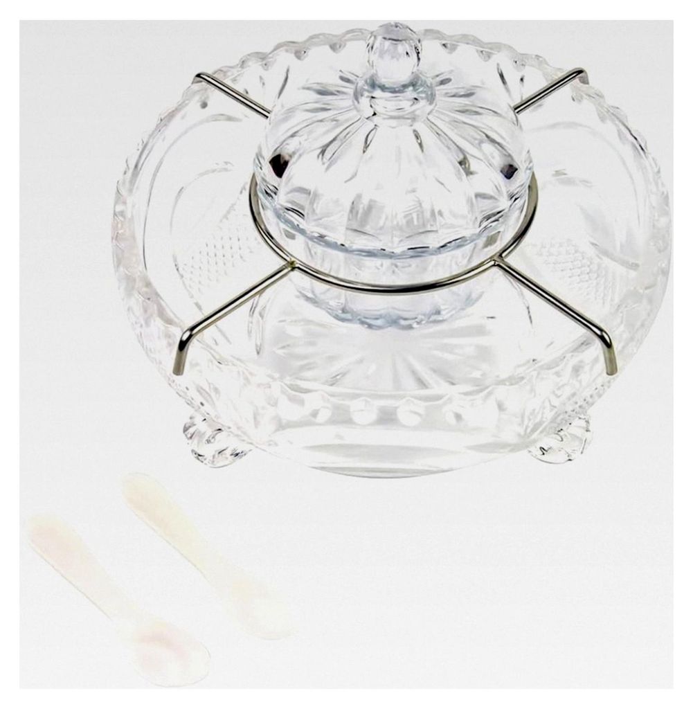 Glas Kaviar Schüssel, Kaviar Servier Set mit 2 Perlmuttlöffeln - Kaviar Kühler, Garnelen Servierkühler für Küche, Bar, Restaurant, Catering E...