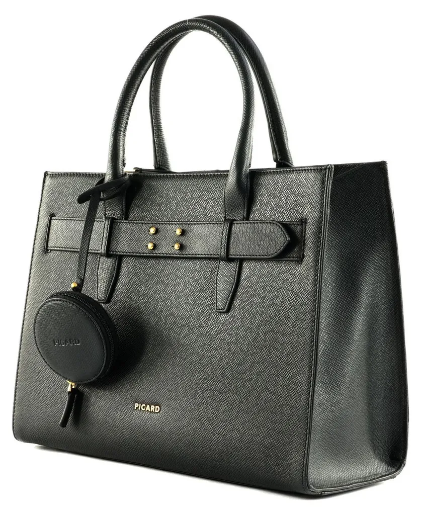 Grand Sac à Main Shopper Chic Way Noir PICARD - Cabas Cuir Véritable