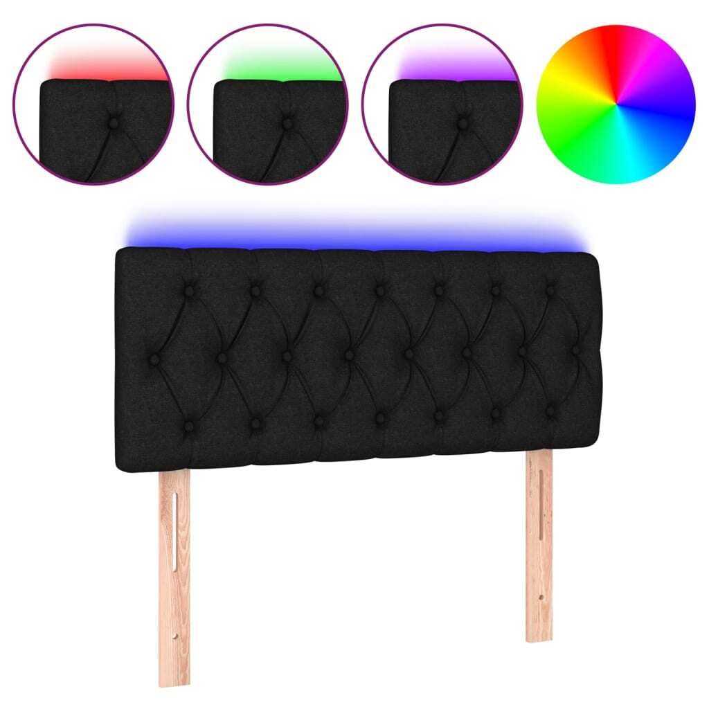 vidaXL LED Kopfteil Schwarz 90x7x78/88 cm Stoff