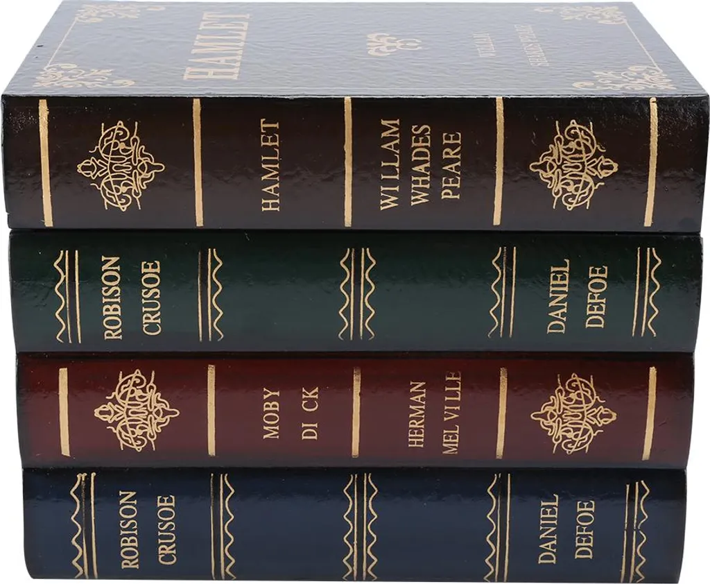 Livre de rangement décoratif trompe-l'œil pour étagère et bibelots