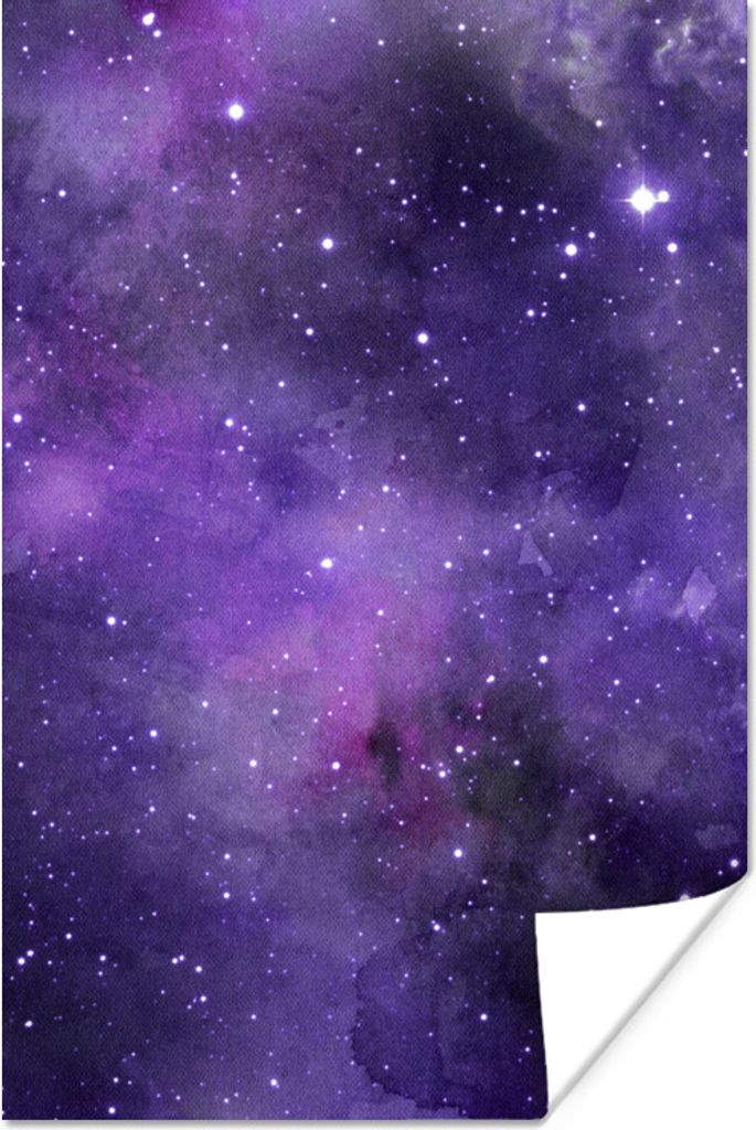 MuchoWow Poster Aquarell - Sterne - Lila 120x180 cm - Kunstposter