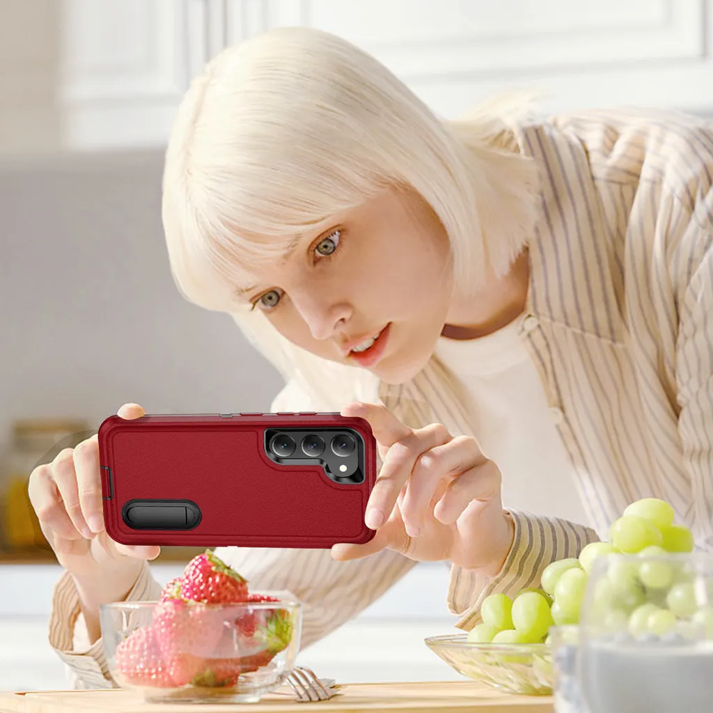 Cover Rugged Samsung Galaxy S23 Rossa - Triplo Strato con Cavalletto - 8