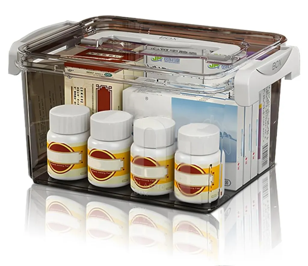 Boîte rangement médicaments multi-compartiments transparente format cadeau