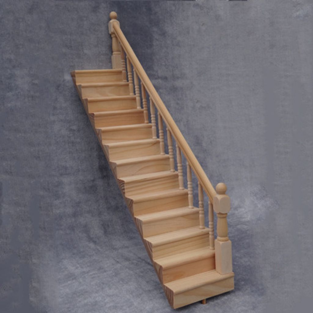 1:12 Miniatur Treppe Holzstufe Treppe Möbeldekor Rechte Treppe