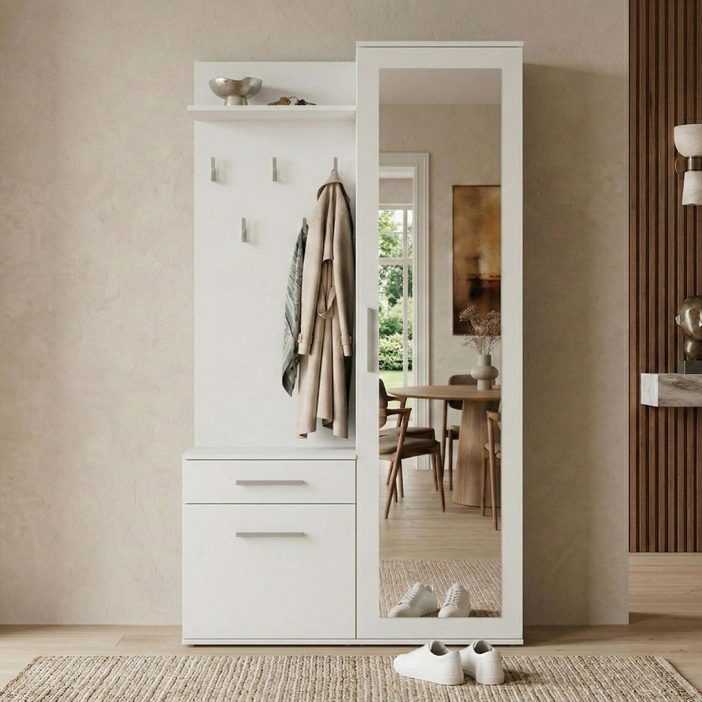 120 cm Kompaktgarderobe Fiora 3-st. Weiß