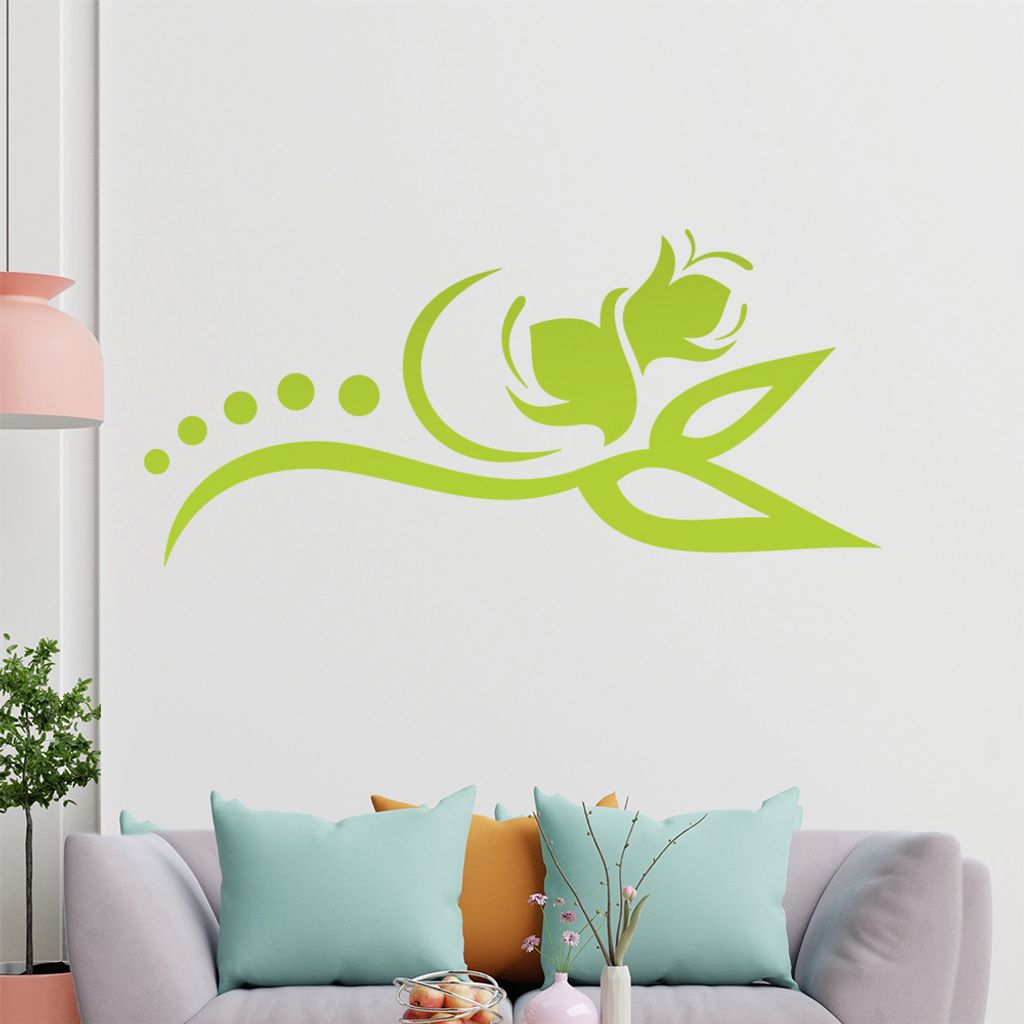 Blume - Linien Punkte Wandtattoo in 6 Größen - Wandaufkleber Wall Sticker - Dekoration, Küche, Wohnzimmer, Schlafzimmer, Badezimmer