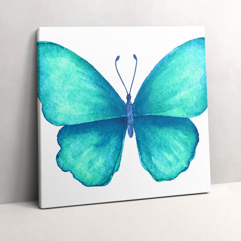 Turquoise summer butterfly – Leinwandbild Wandbild – 60x60 cm – Leinwandbilder – Wandbilder – Schlafzimmer – Flur