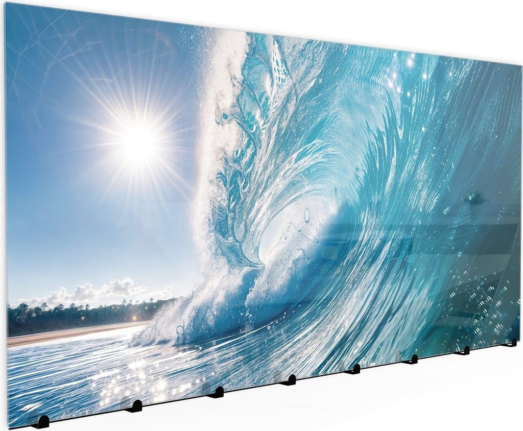 Wandgarderobe mit Magnetwand & Memoboard aus Glas Riesige Welle Strand
