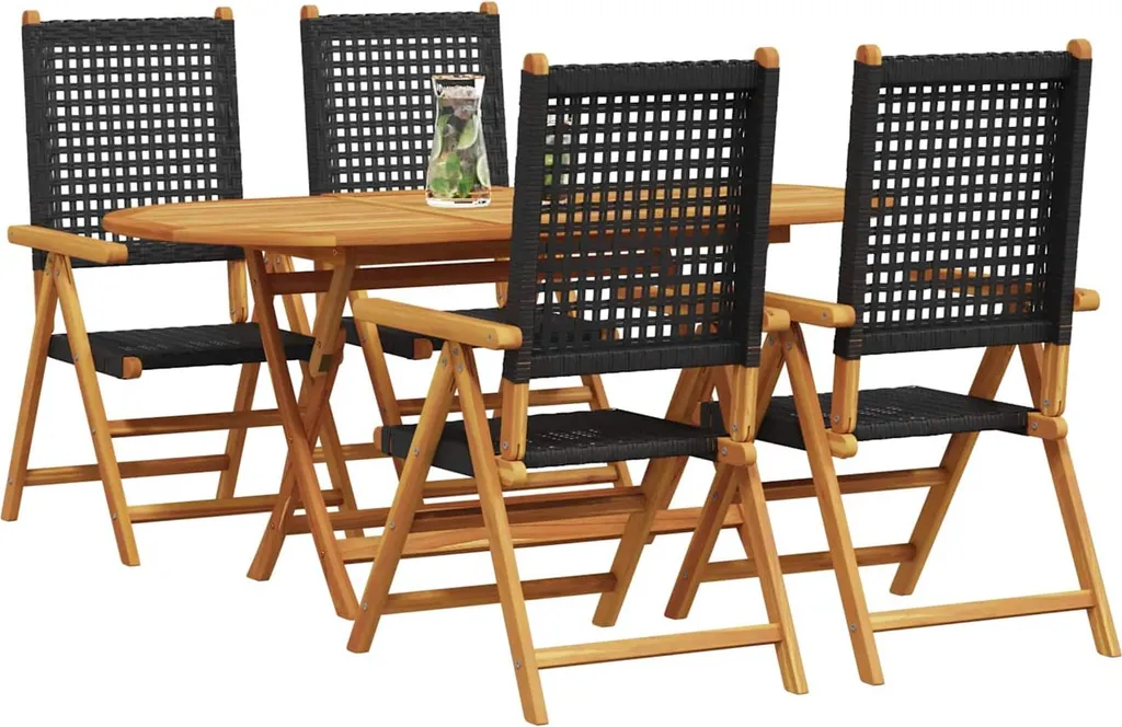 Salon de jardin durable en acacia massif noir 5 pcs contre l'usure