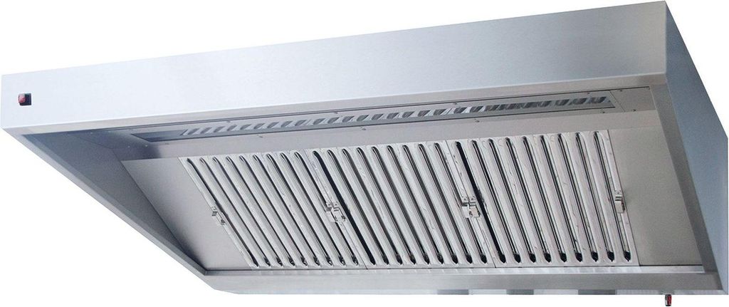 KBS Wandhaube Trapezform 2200x900x450 mm Flammschutzfilter Typ F1 Edelstahl