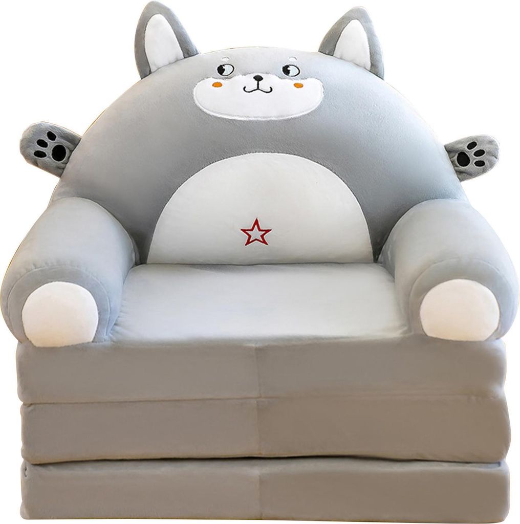 Kindersofa, 2-in-1-Kindersofa, wandelbar in eine Liege – weiche, ausklappbare Sessel und Schlaffunktion