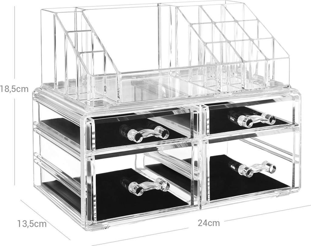 Kosmetikbox mit 4 transparenten Schubladen