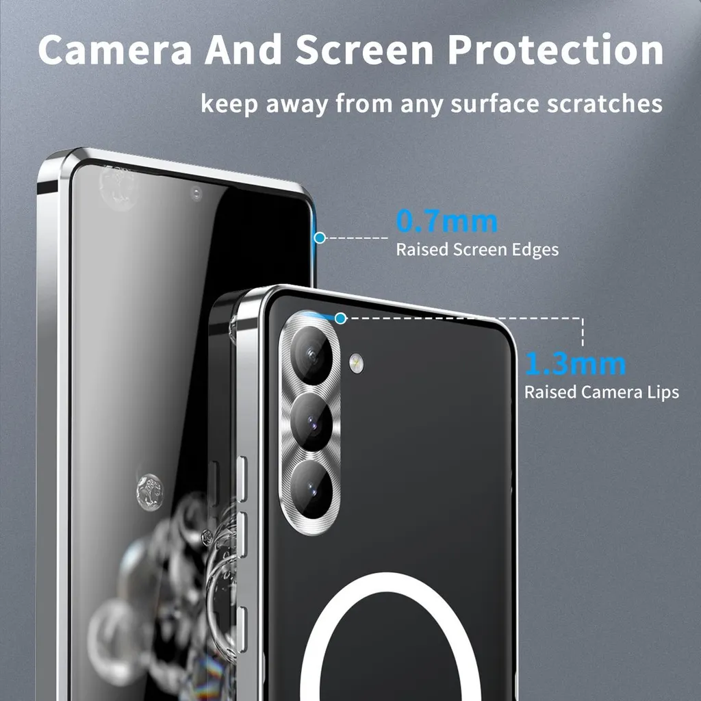 Cover S23 Anti-Urti Metallo Argento: Protezione Totale Fotocamera - 7