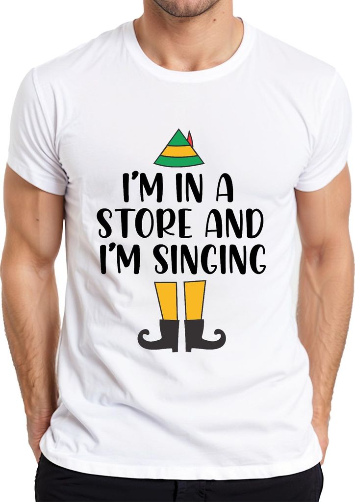 I'm in a store and I'm singing Christmas Elf Geschenk Lustig Herren T-Shirt, Weiß, 3XL