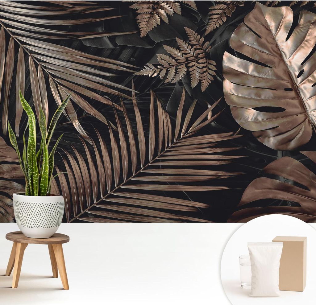 Fototapete - 208x146 cm - Tapete - Wandtapete - Wandbilder - Dekofolie - Tapete Folie - Wand - Dekoration - Wohnzimmer - Exotische Blätter