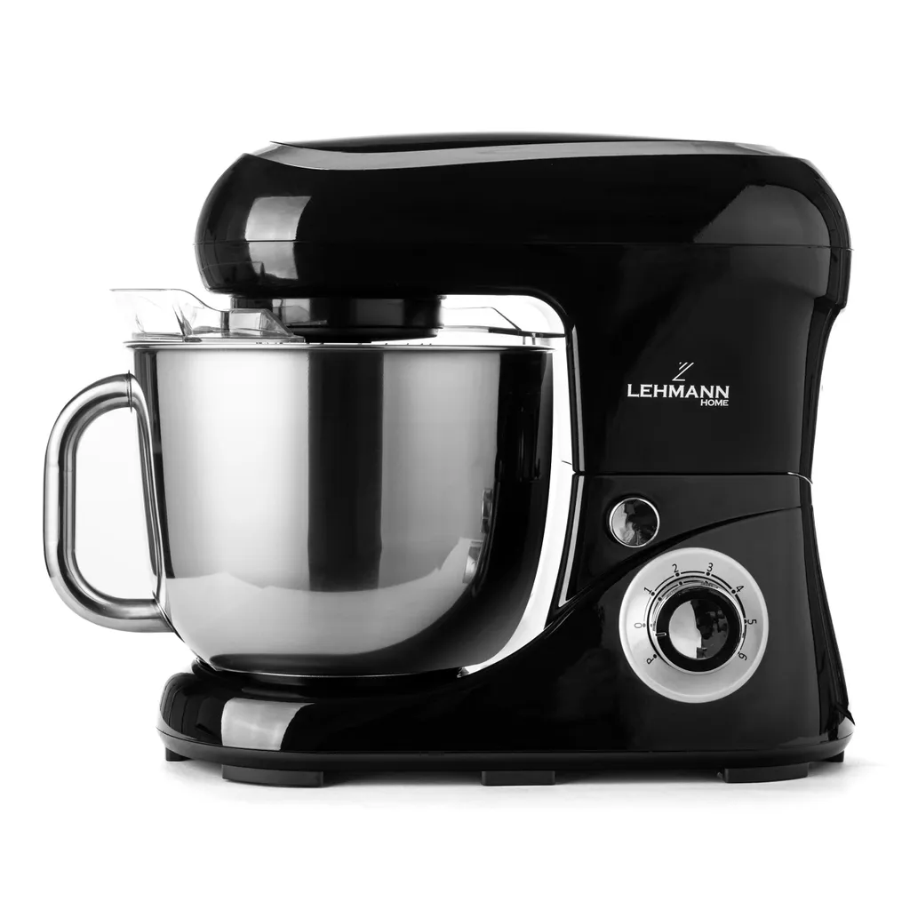 LEHMANN Impastatrice Planetaria, Ciotola 5L, 6 Velocità + Pulse, Accessori - Frusta, Gancio Impastare e Mescolatore, Nero