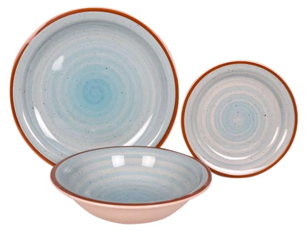 Service de table complet 18 pièces multicolore en faïence Esprit
