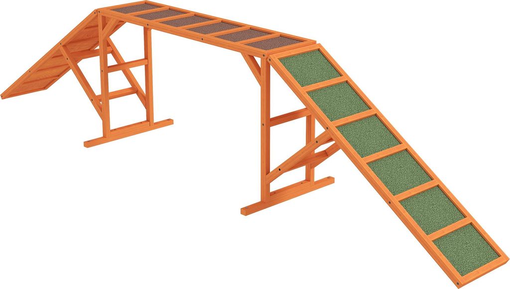 Fortuna Lai Hunde Agility Steg Agility-Ausrüstung für Hunde mit Sicherheitsstange, rutschfeste Oberfläche Agility-Gerät für Garten, 325 x 55 x...