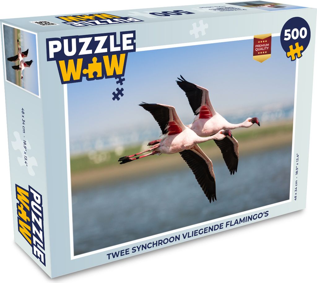 MuchoWow Puzzle 500 Teile Zwei Flamingos fliegen im Gleichtakt - 500 Teile - Kinder - Selberbauen - Puzzlespiele