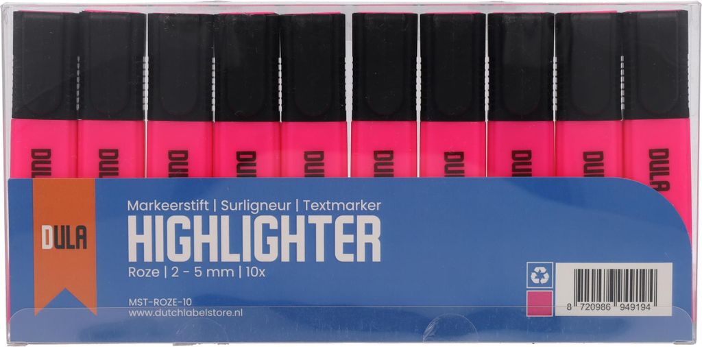 DULA Textmarker rosa – Textmarker – Fluo-Marker – Hervorheben – 10 Stück