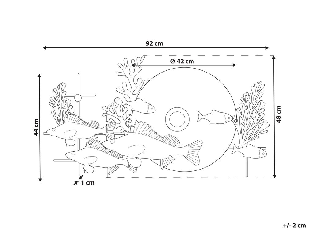 BELIANI Wanddekoration Blau u. Gold Eisen Fische Produktbild 5