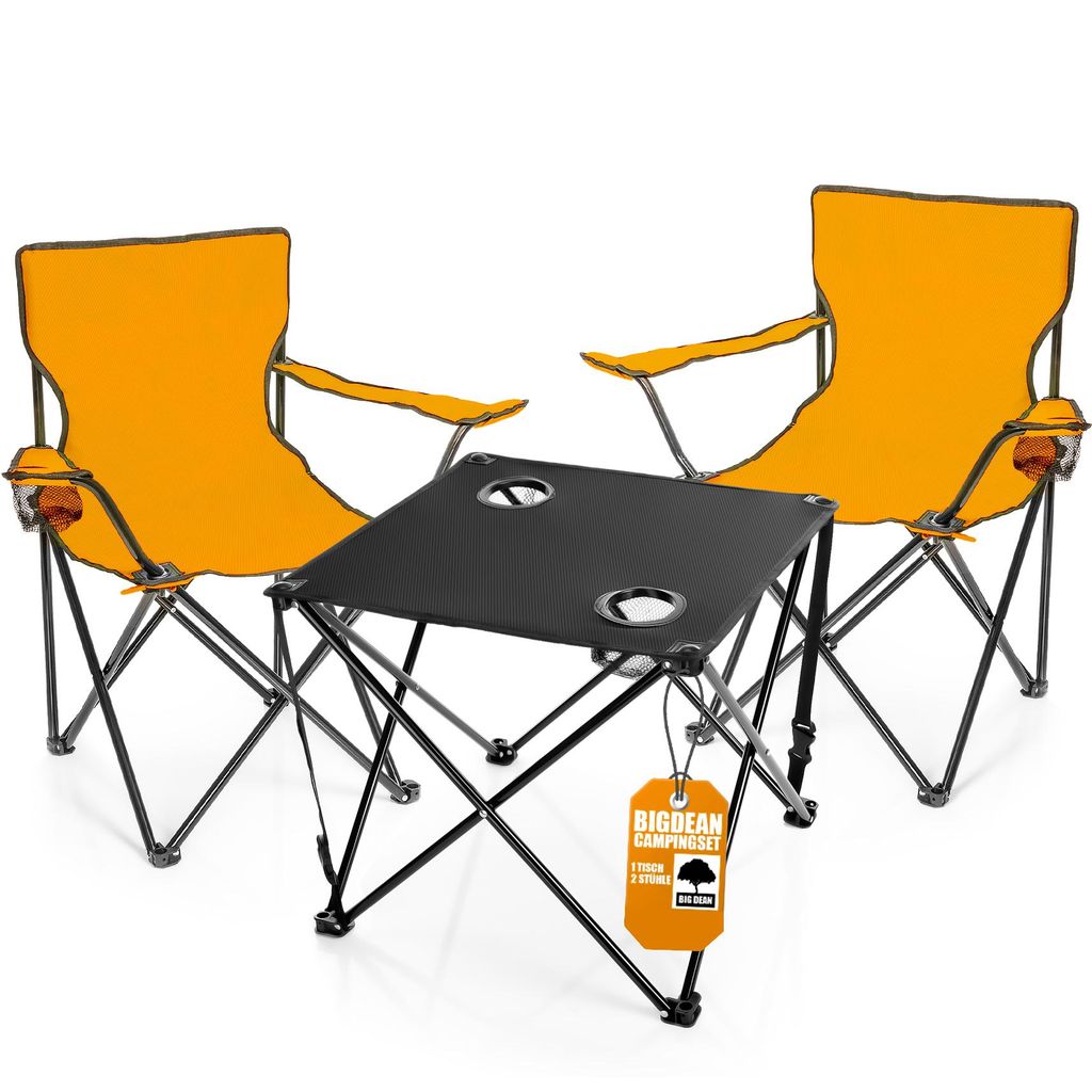 BigDean 2 Stück Campingstuhl mit Campingtisch faltbar – Produktbild 