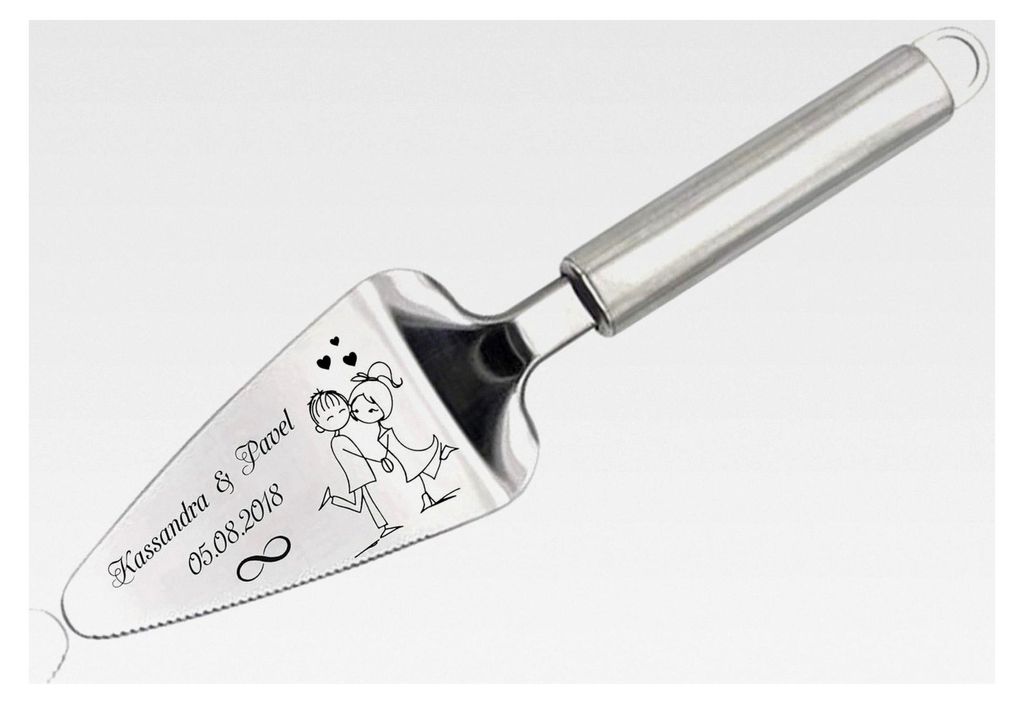 Tortenheber mit individueller Gravur aus Edelstahl für Kuchen, Torte, Hochzeit, Geschenk