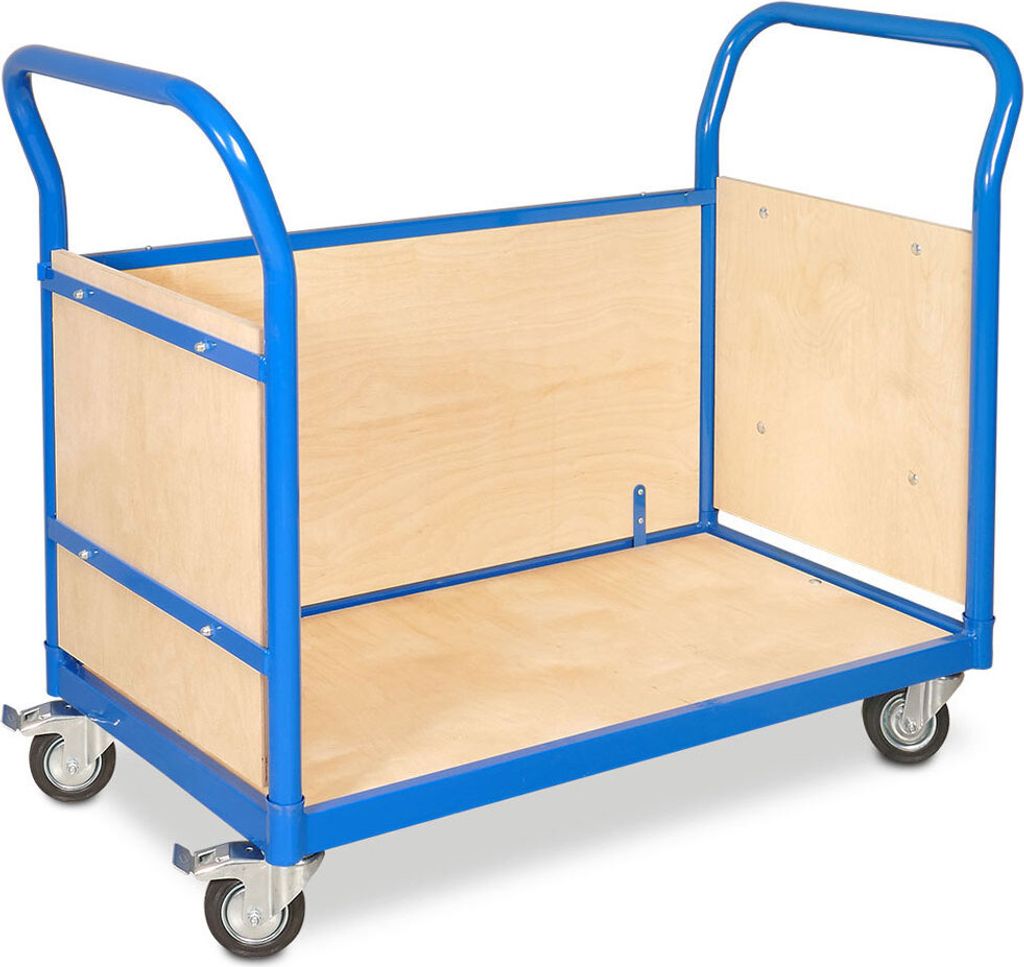 Dreiwandwagen, LxBxH 1130x500x890 mm, Trgkf 250 kg, 4 Lenkrollen, 2 mit Bremse