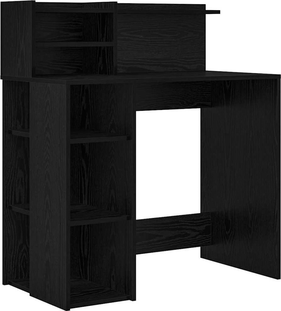 vidaXL Schreibtisch mit Regal Schwarz Eichen-Optik 90 x 48 x 101,5 cm