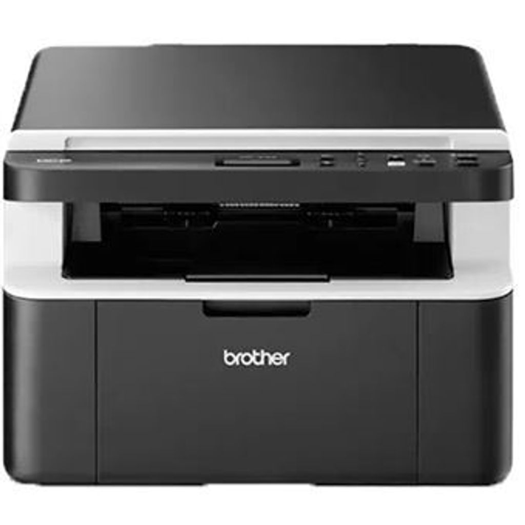 A front view of a Brother DCP-1612W laser printer.