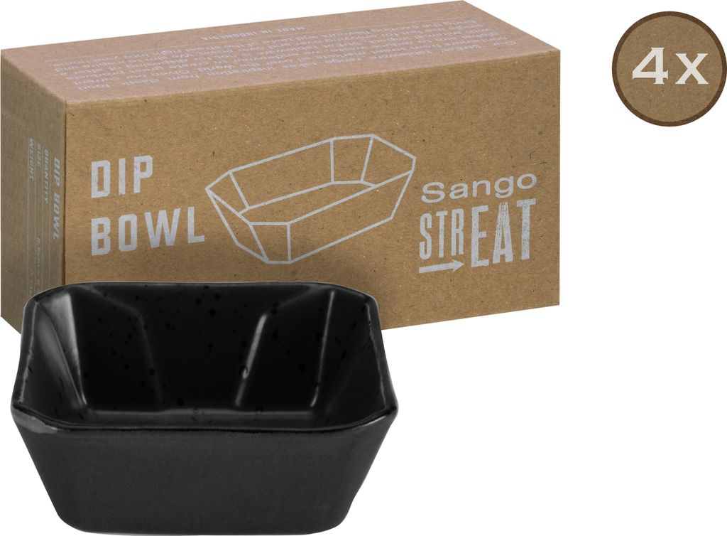 CreaTable, 33960, Streat Food Schwarz, Dip Bowl 4-tlg, Steinzeug