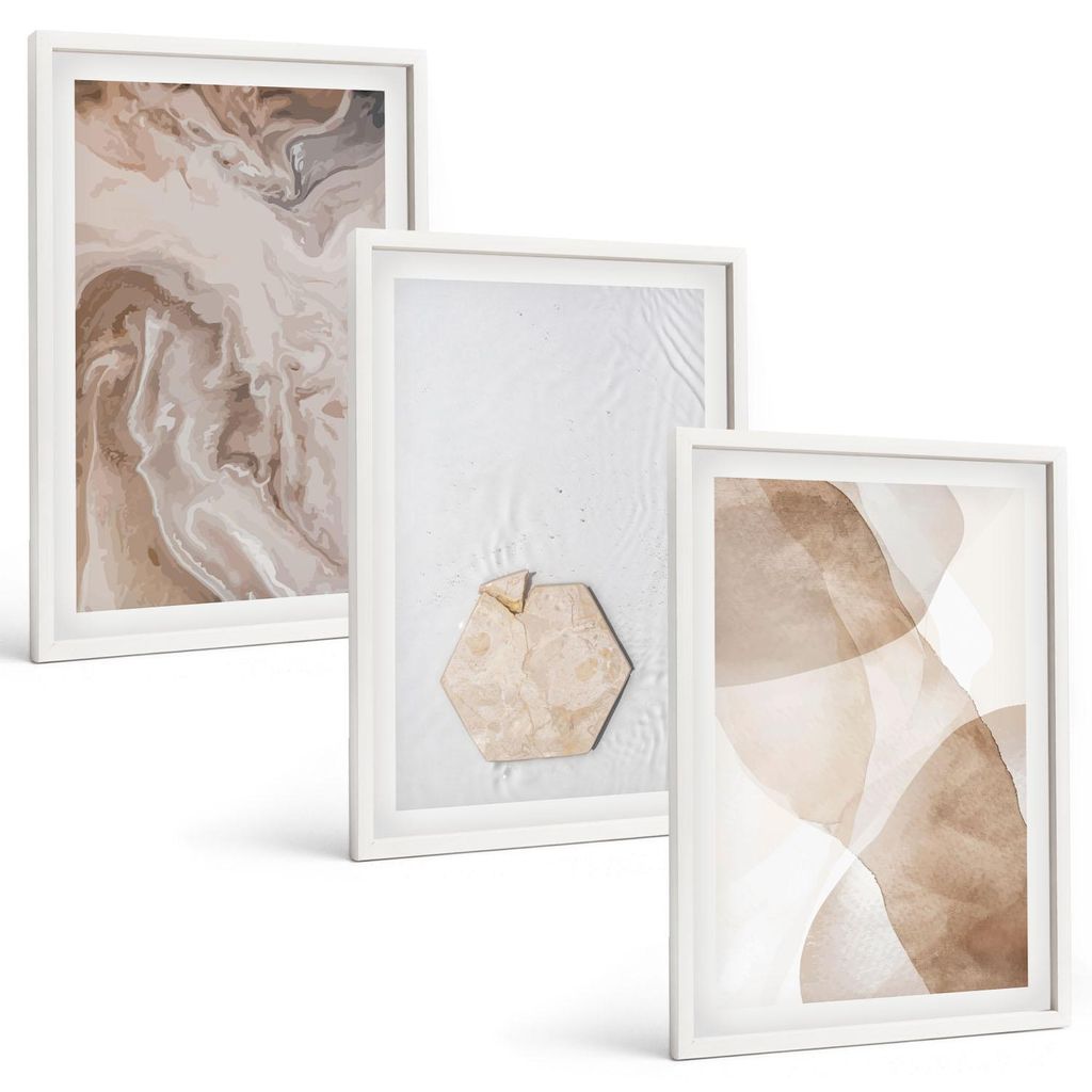 Bilder Set 3-teilig im weißen Rahmen – Wandbilder 3 Stück – gerahmte Poster für Wohnzimmer, Schlafzimmer und Flur – 40x60 cm – Designera...