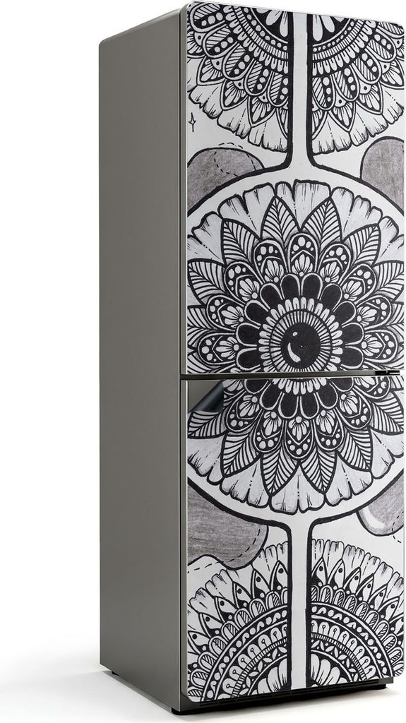 Blumen-Mandala-Muster – Magnetische Kühlschrank Abdeckung – Dekorfolie magnetisch Küche – Kühlschrank Magnet Deko – selbstklebende Magne...