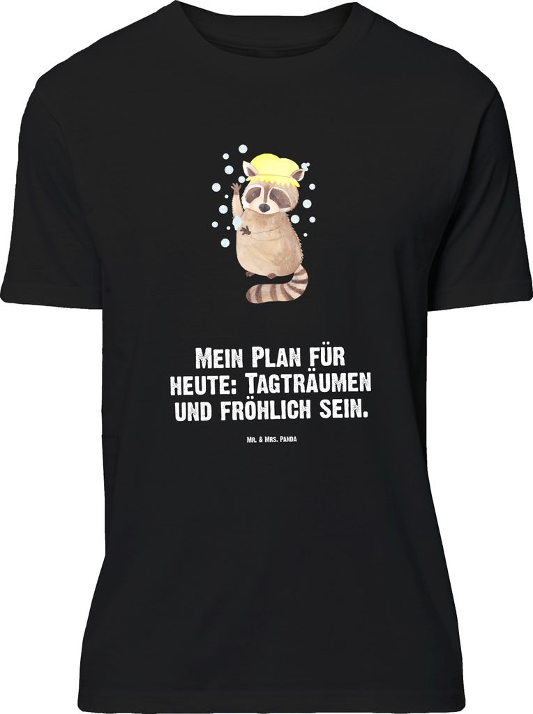 Mr. & Mrs. Panda Größe M T-Shirt Waschbär - Schwarz - Geschenk, mit Spruch, Tshirt, Fröhlich, Shirt, Seifenblasen, Tagträumen, Waschen, Lustig...