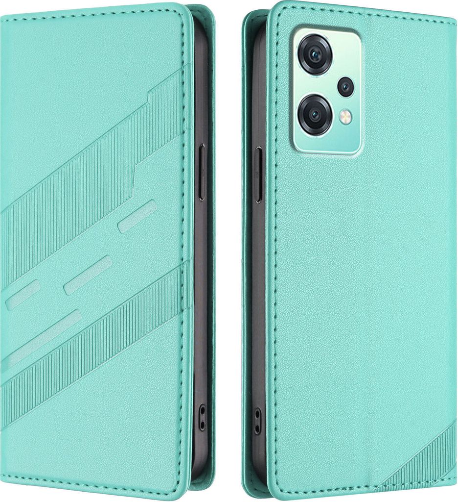 Hülle für OnePlus Nord 2 Lite / Nord CE 2 Lite 5G, Kunstleder Brieftaschen Handyhülle mit Kartenfach und Standfunktion Türkis