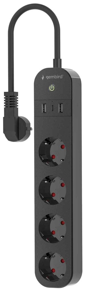 Gembird TSL-PS-S4U-01 Steckdosenleiste 4 Steckdosen Produktbild 