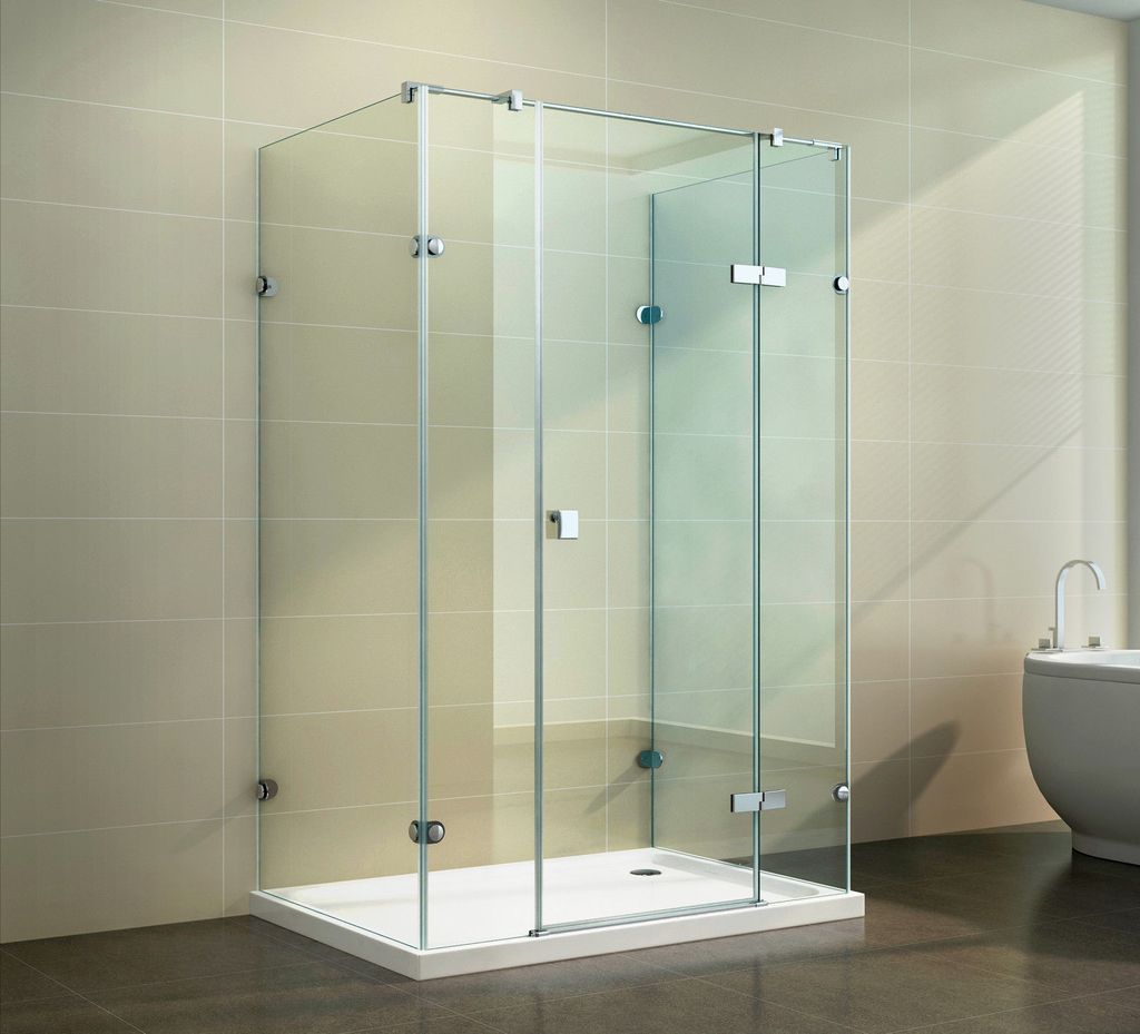 Glasdusche Isar Set, Ausführung:Klarglas, Größe:120 x 80 x 190 cm, Duschtasse:ohne Duschtasse und Ablauf, Einstieg:DIN rechts