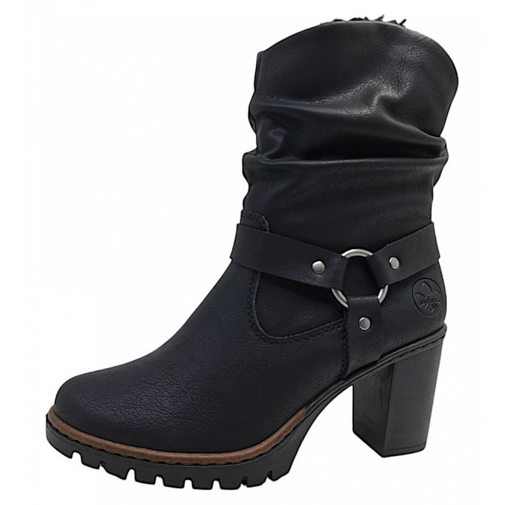 Rieker Damen Stiefelette Slipper gefüttert schwarz 41