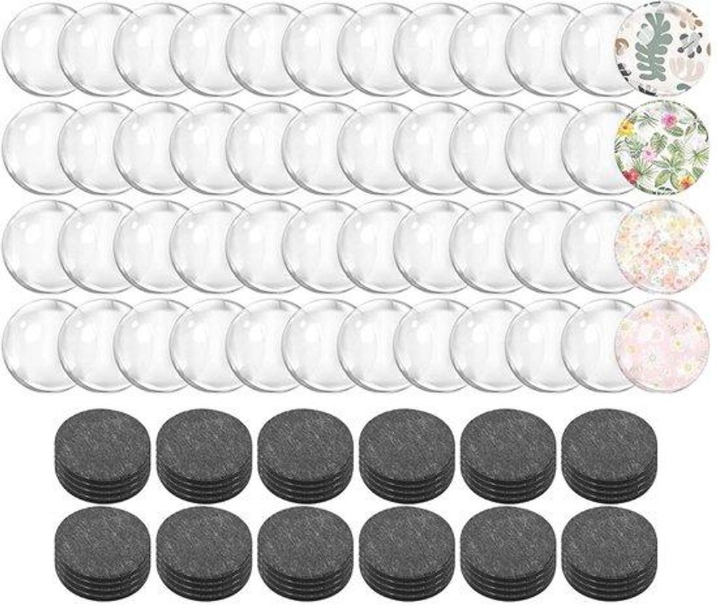 Gläserne Cabochon-Magnete, selbst entwickelte Fotomagnete, 48 Stück 25 mm gläserne Cabochon hell, 48 Stück Magnetscheiben, selbstgemachte Magne...