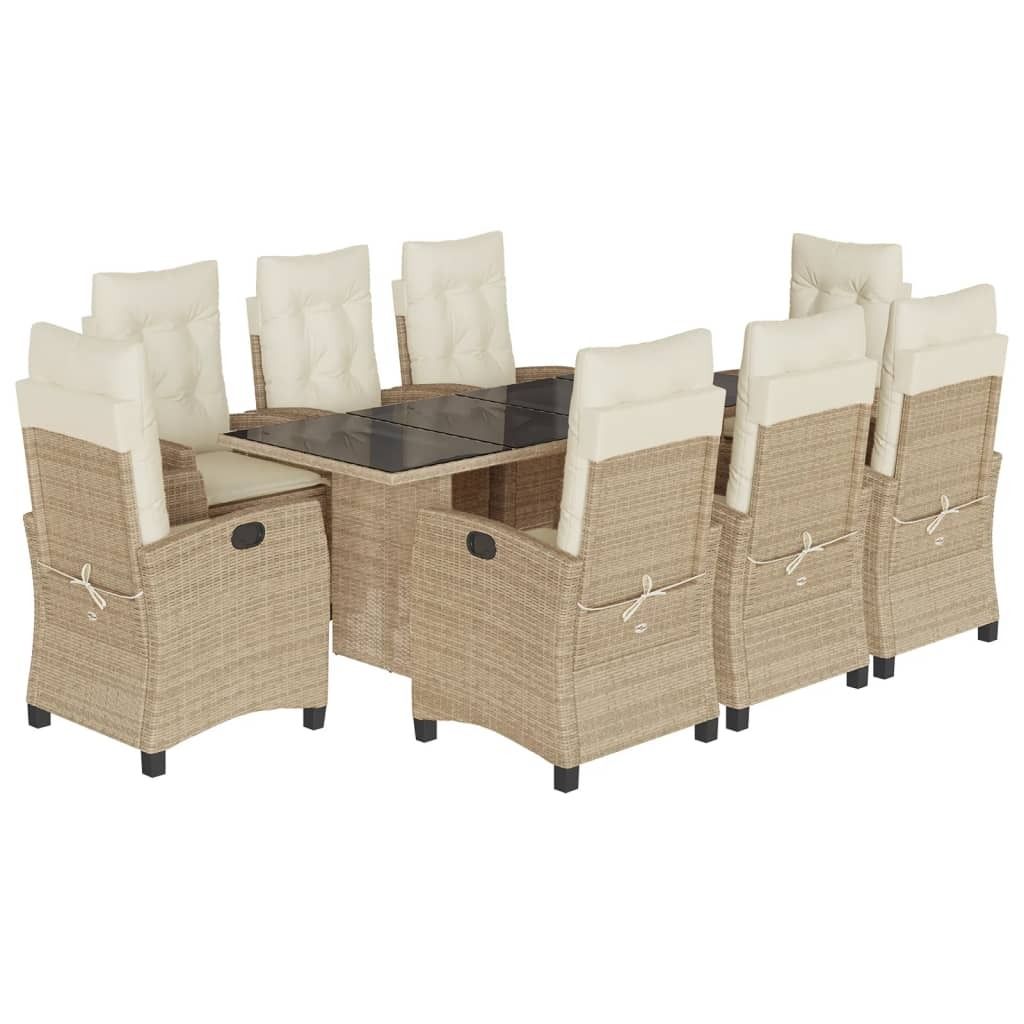 A patio dining set with chairs and a table.