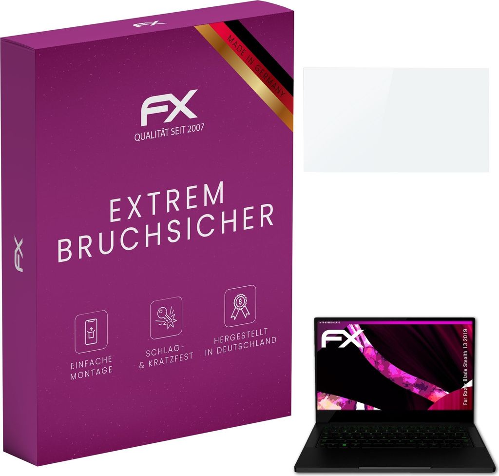 atFoliX FX-Hybrid-Glass Displayfolie kompatibel mit Razer Blade Stealth 13 (2019) Glasfolie