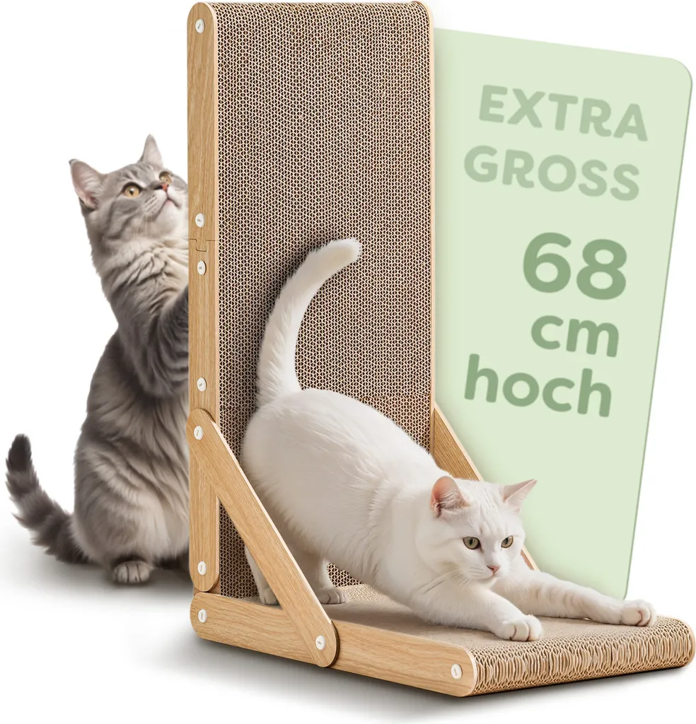 Griffoir pour chats en carton XL 68cm - Grattoir dangle pour intérieur