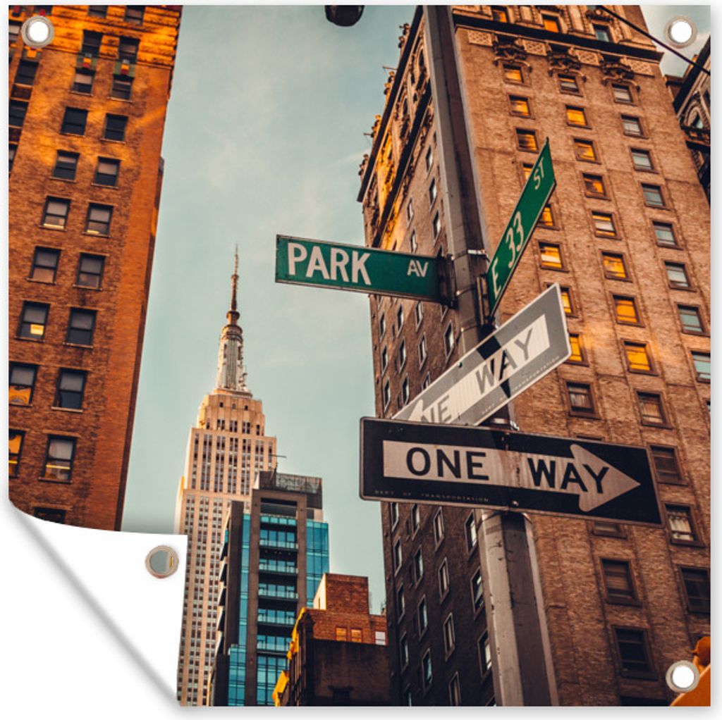 MuchoWow 100x100 cm Outdoor-Poster Gartendeko Sichtschutz Garten Poster für den Garten Stadtzentrum New York