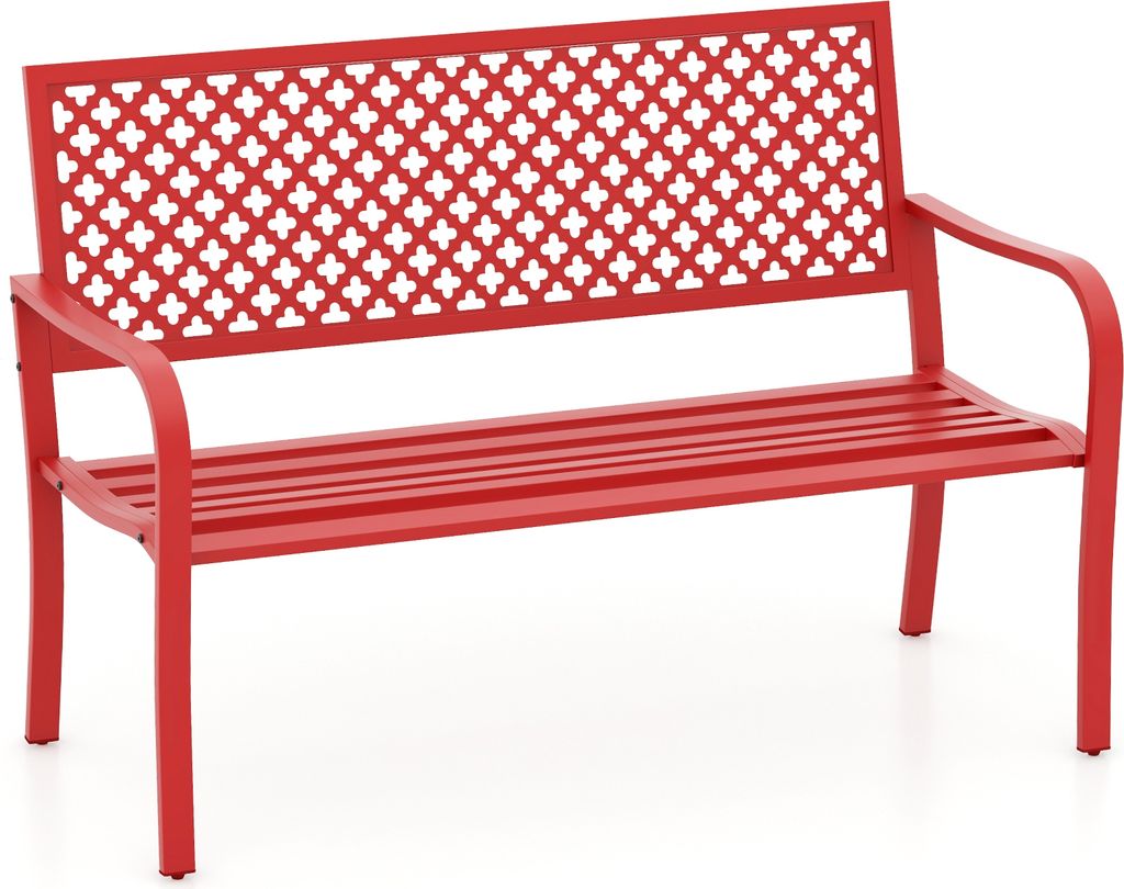 GOPLUS Gartenbank Metall, 127cm Sitzbank Outdoor 2 Sitzer Produktbild 