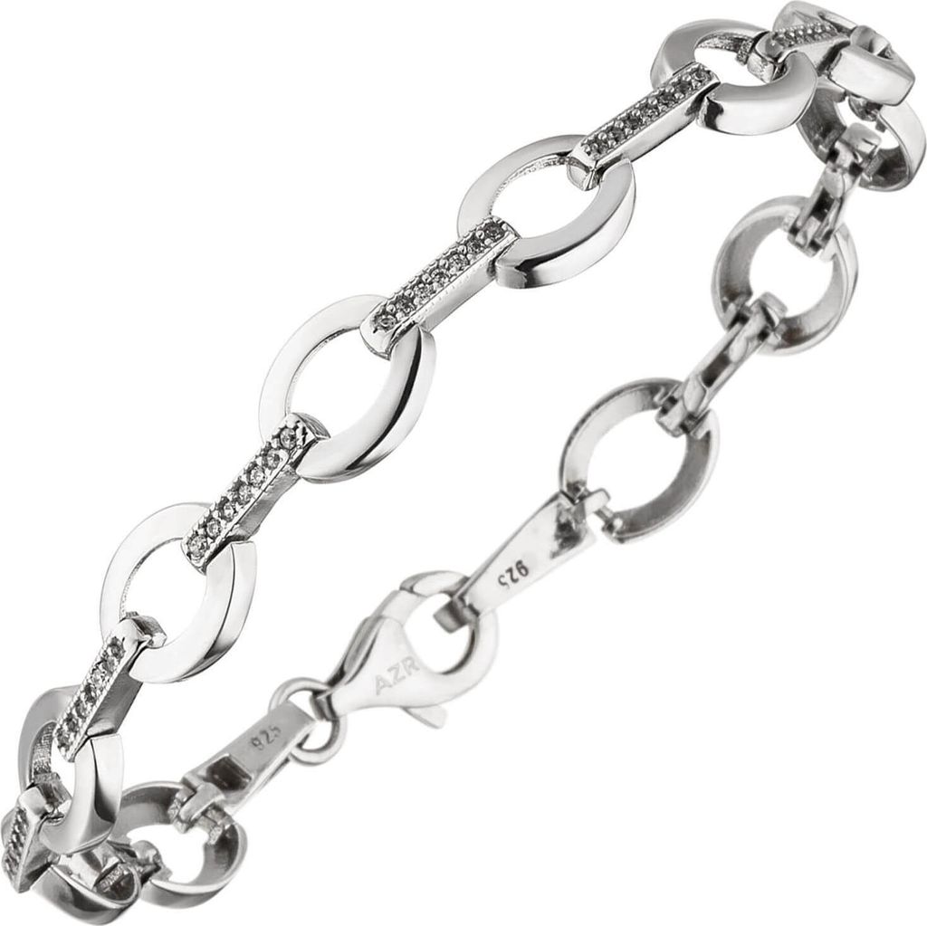 8mm Armband aus 925 Silber mit 70 weißen Zirkonia 19cm Armkette Armschmuck Damen