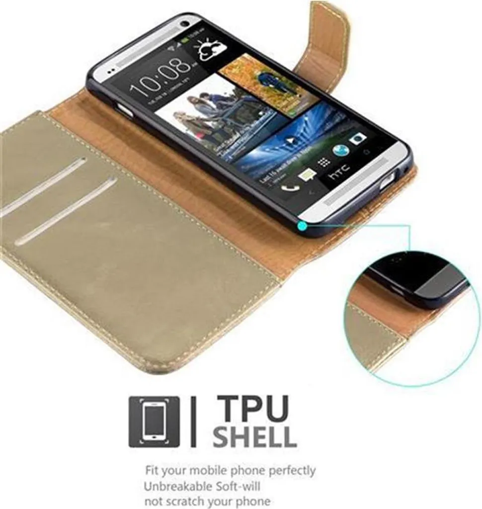 Cadorabo cover per HTC ONE M7 cover protettiva in marrone cellulare cover libro case case case lusso - 2