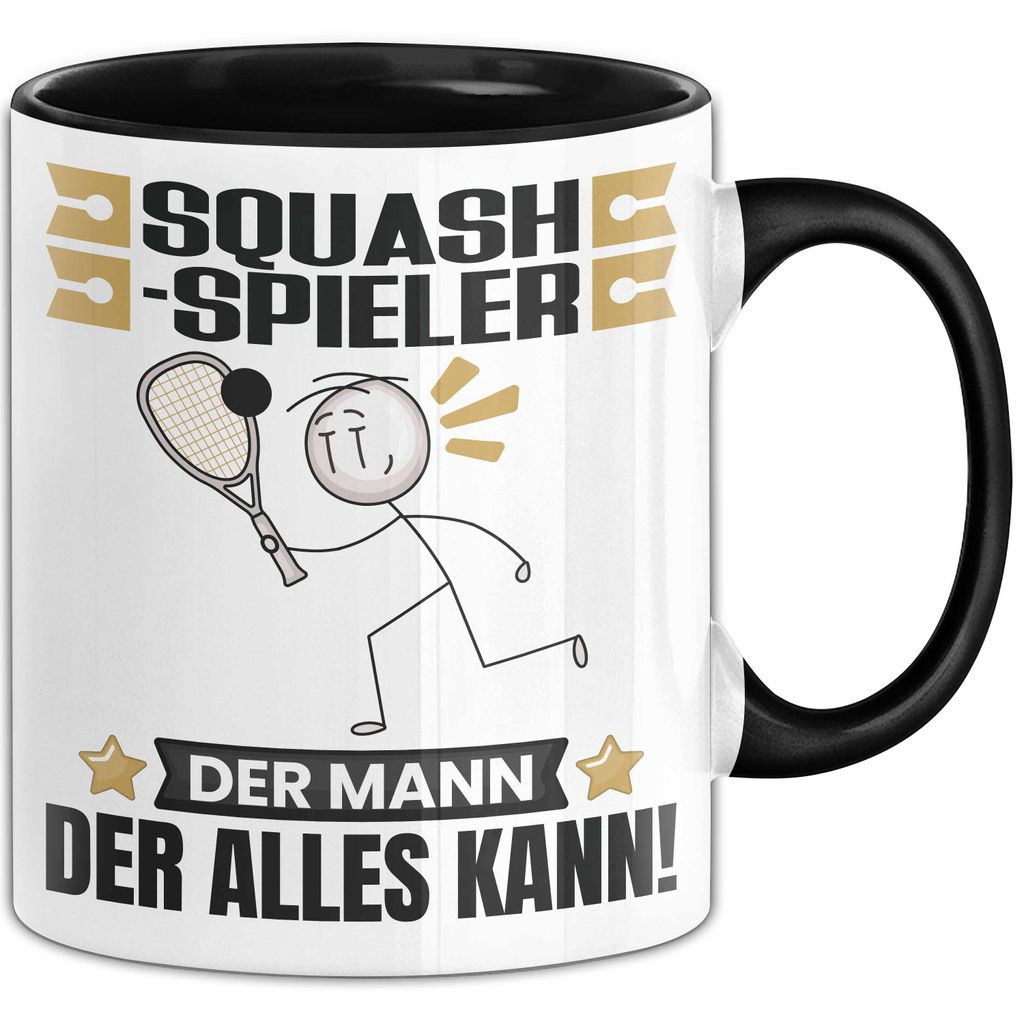 Squash-Spieler Tasse Geschenk für Squash-Spieler Der Mann Der Alles Kann Geschenkidee zum Geburtstag (Schwarz)