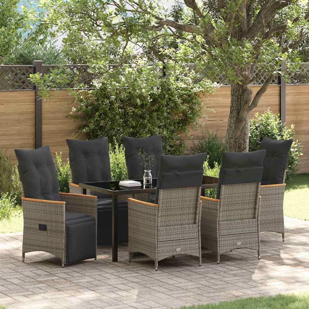 Maison Exclusive - Garten Essgruppe mit Kissen 7 pcs Grau Poly-Rattan