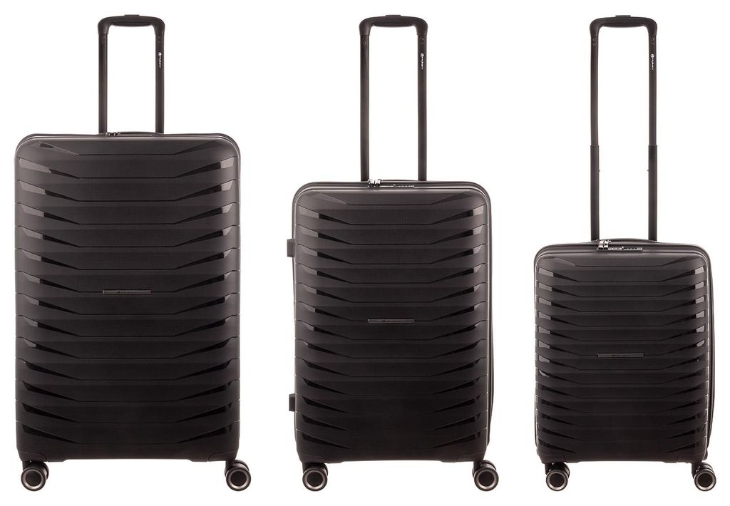 Franky Koffer 3er Set PP15-55DF/69DF/77DF Spinner Gr. S/M/L mit TSA-Zahlenschloss Dehnfalte black