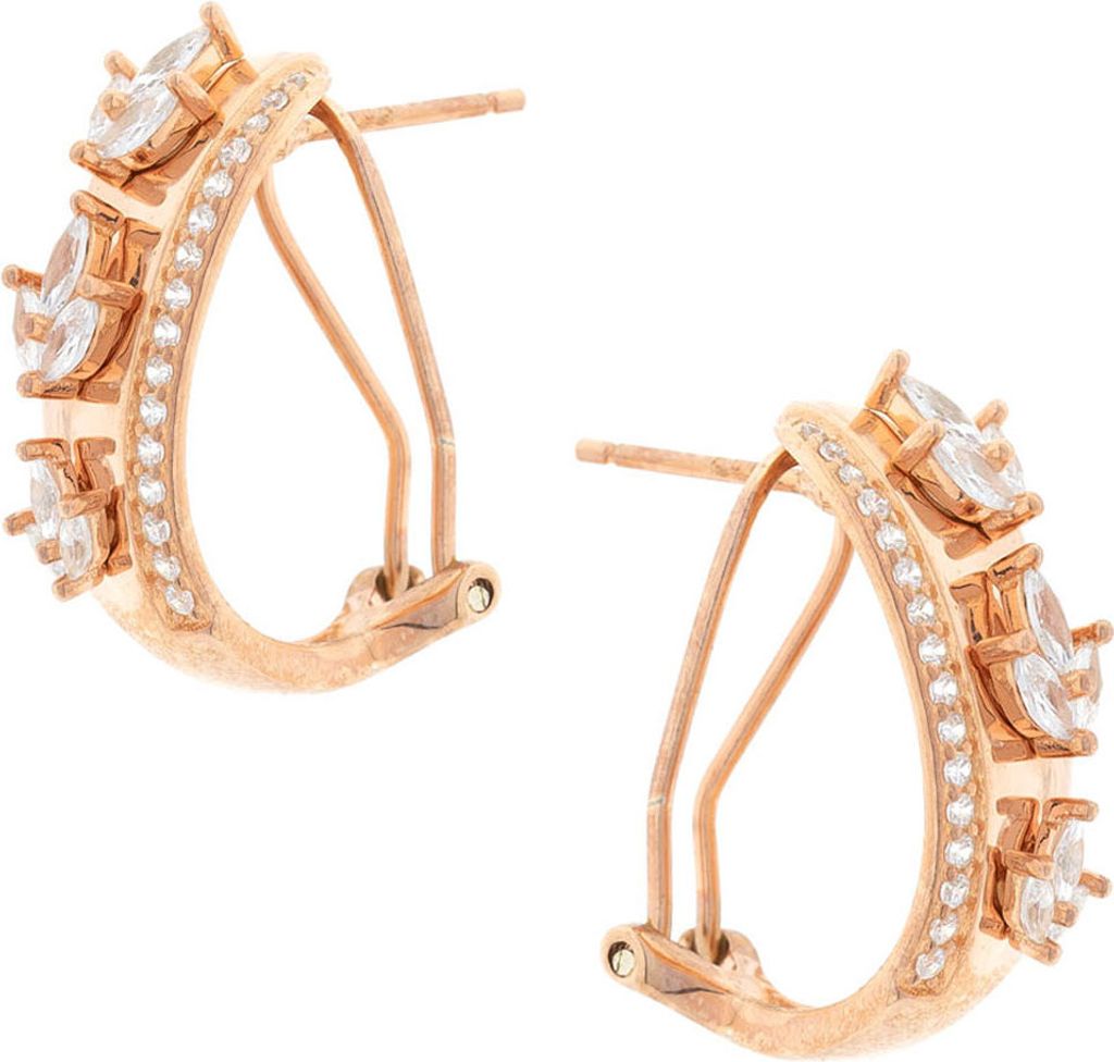 Ohrringe aus 925 Silber, vergoldet, mit Zirkonia, Goldschmuck für Damen